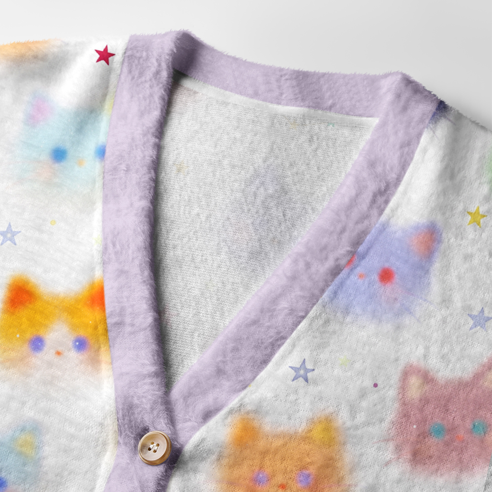 Tokyo-Tiger Rainbow Mist Cats Ugly Cardigan Sweater