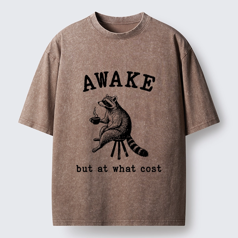 Tokyo‑Tiger Coffee Raccoon Mood Washed T‑Shirt