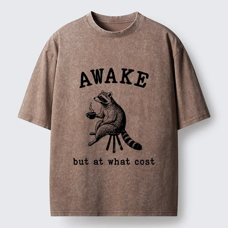 Tokyo‑Tiger Coffee Raccoon Mood Washed T‑Shirt