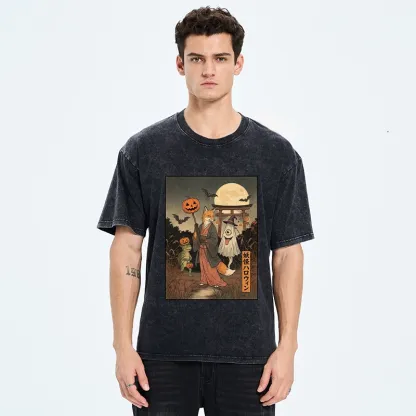 Tokyo‑Tiger Yokai Halloween Crew Washed T‑Shirt