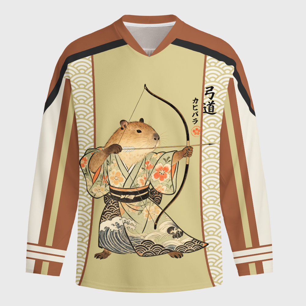 Tokyo-Tiger Capybara Archery Long-Sleeve Hockey Jersey