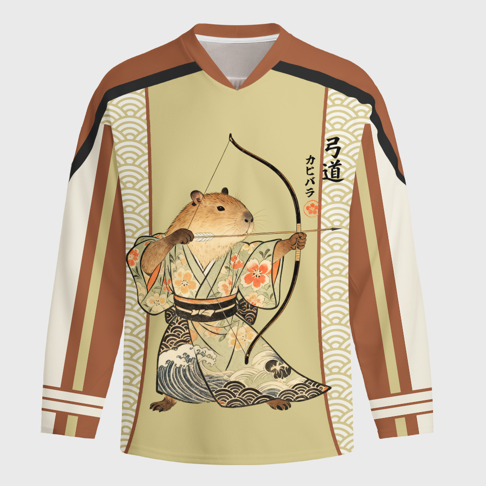 Tokyo-Tiger Capybara Archery Long-Sleeve Hockey Jersey