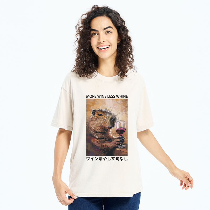 Tokyo-Tiger More Wine Less Whine Washed T-Shirt