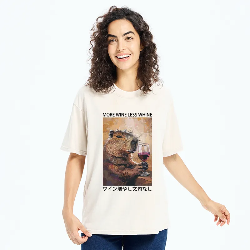 Tokyo-Tiger More Wine Less Whine Washed T-Shirt