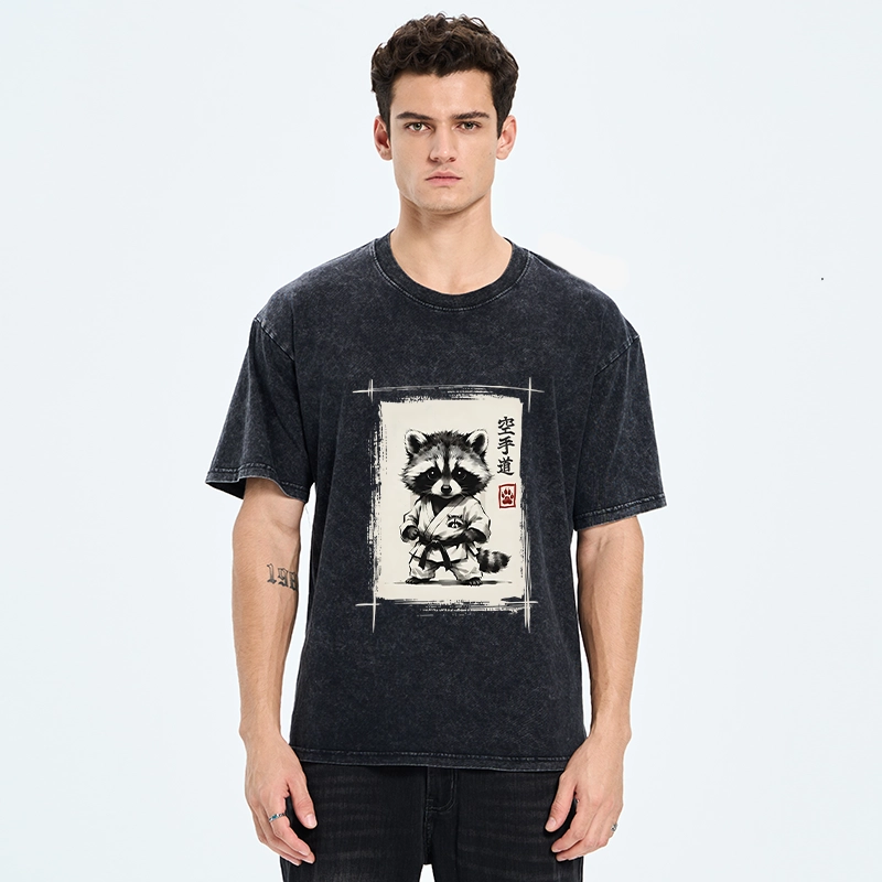 Tokyo‑Tiger Karate Raccoon Washed T‑Shirt