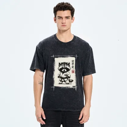 Tokyo‑Tiger Karate Raccoon Washed T‑Shirt