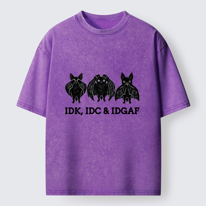 Tokyo-Tiger Three Wise Bats Funny Meme Washed T-Shirt