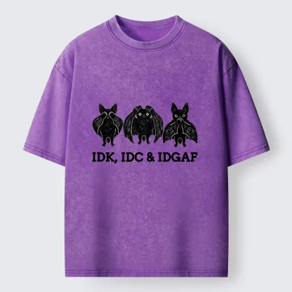 Tokyo-Tiger Three Wise Bats Funny Meme Washed T-Shirt