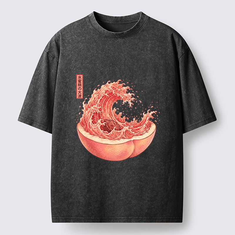 Tokyo-Tiger Vintage Peach Wave Washed T-Shirt