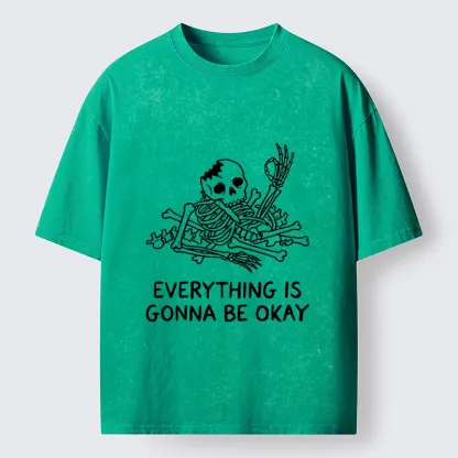 Tokyo‑Tiger Funny Skeleton Vibe Washed T‑Shirt