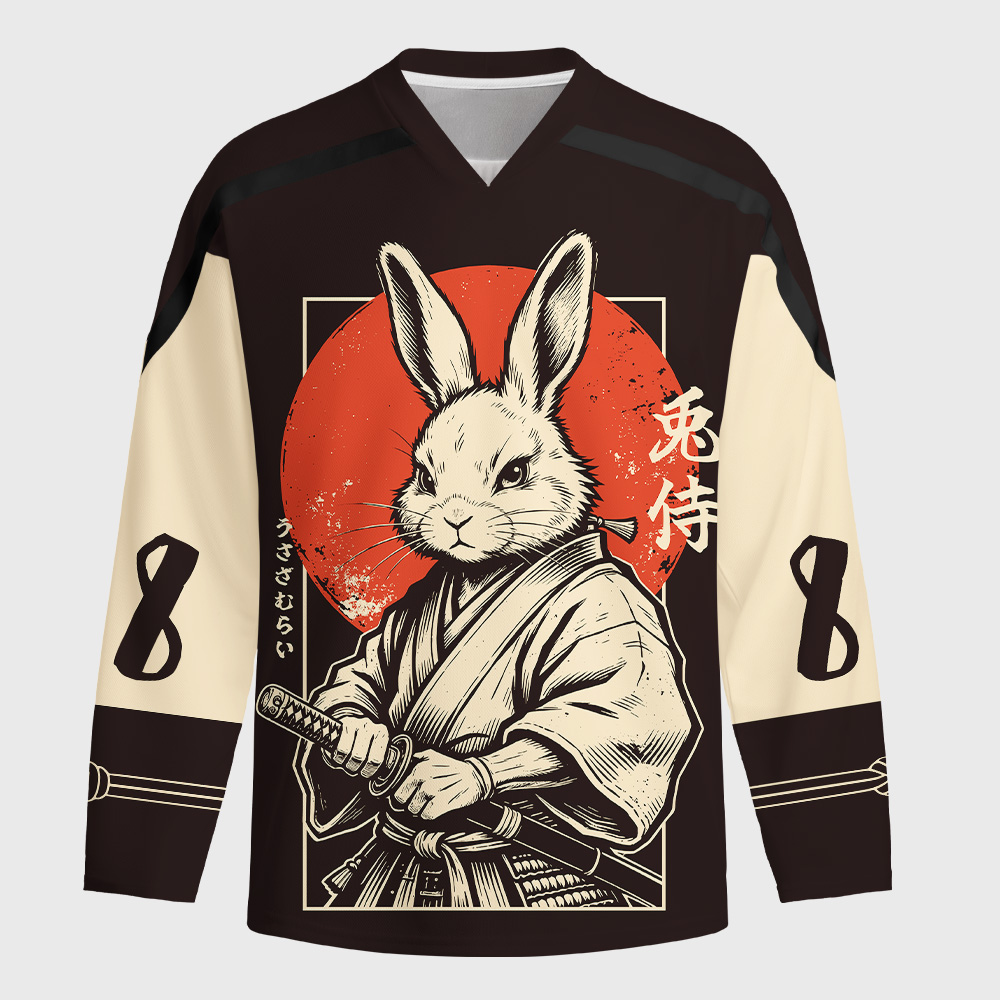Tokyo-Tiger Rabbit Japanese Samurai Long-Sleeve Hockey Jersey