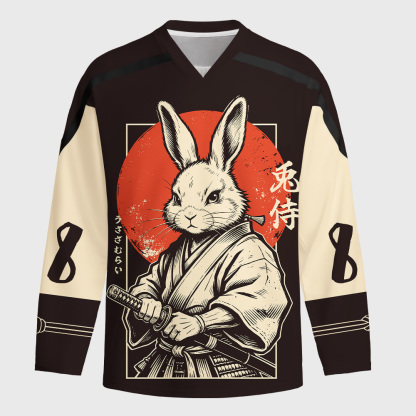 Tokyo-Tiger Rabbit Japanese Samurai Long-Sleeve Hockey Jersey