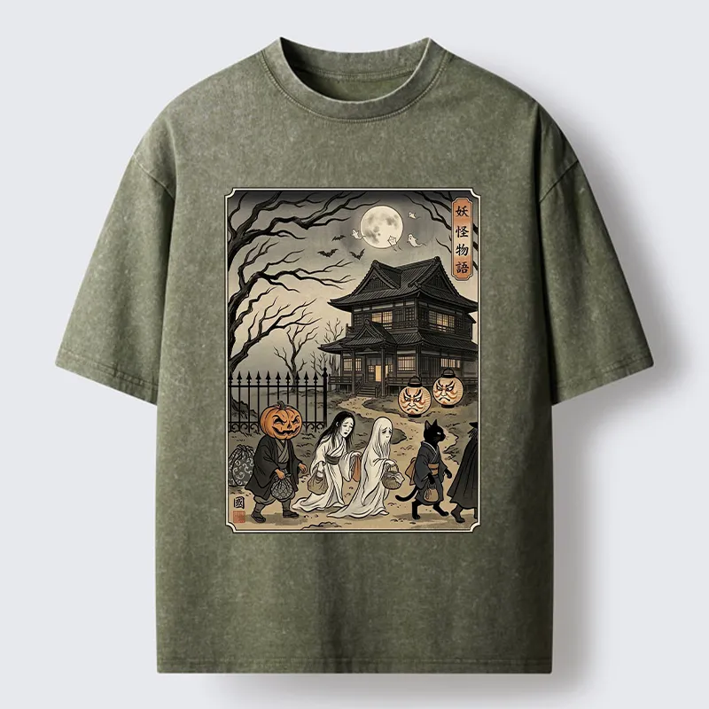Tokyo-Tiger Vintage Yokai Art Washed T-Shirt