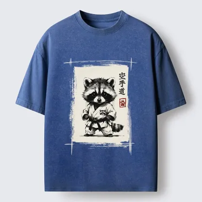 Tokyo‑Tiger Karate Raccoon Washed T‑Shirt