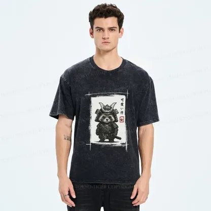 Tokyo-Tiger Samurai Baby Raccoon Washed T-Shirt