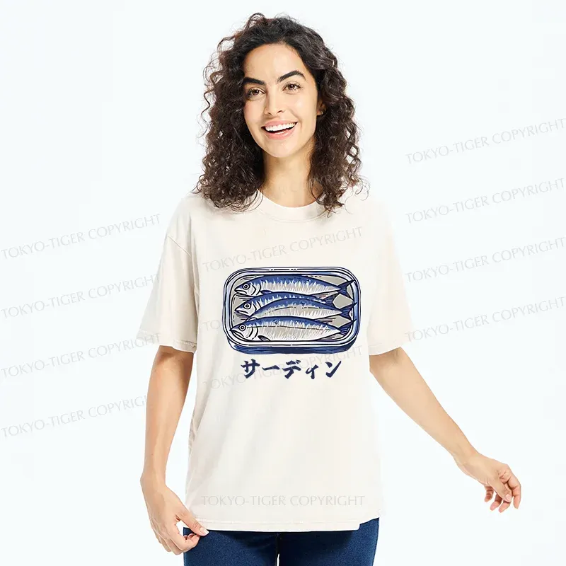 Tokyo-Tiger Sardines Can Vintage Washed T-Shirt