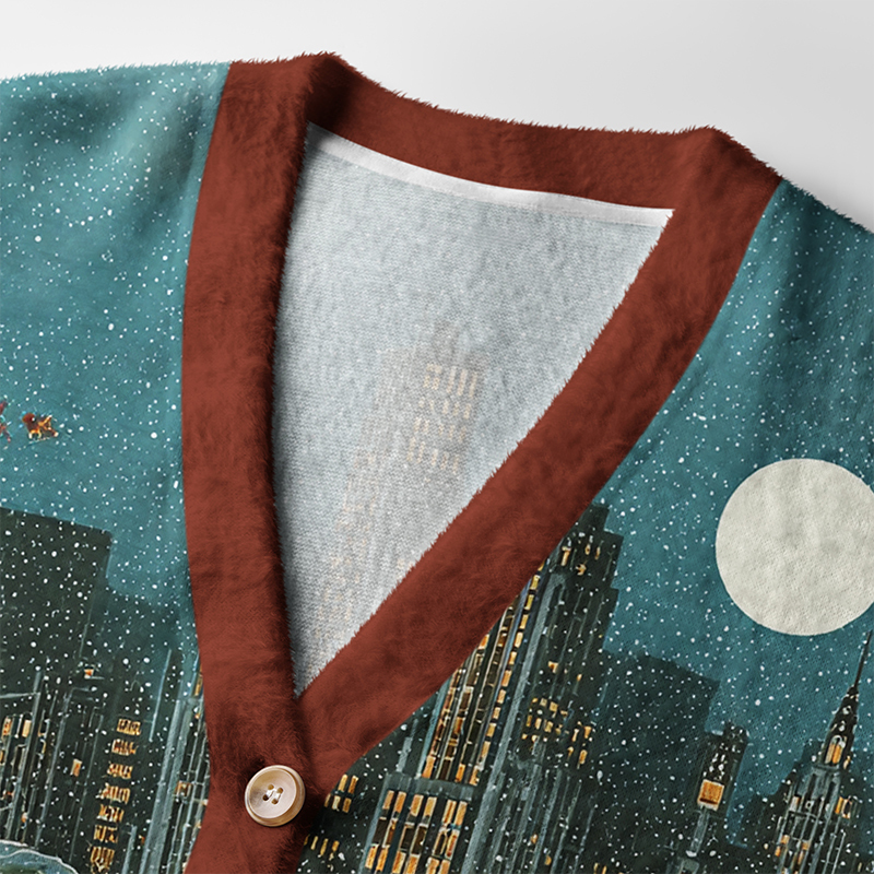 Tokyo-Tiger Cozy Winter In The City Ugly Cardigan Sweater
