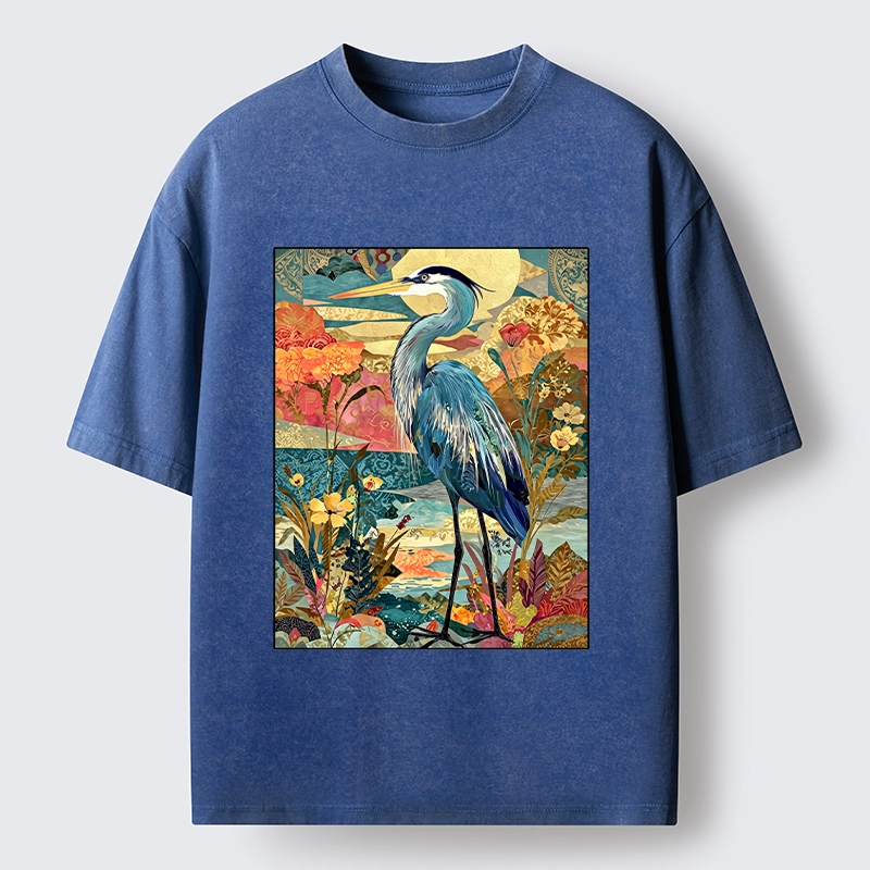 Tokyo‑Tiger Heron Wild Bloom Washed T‑Shirt
