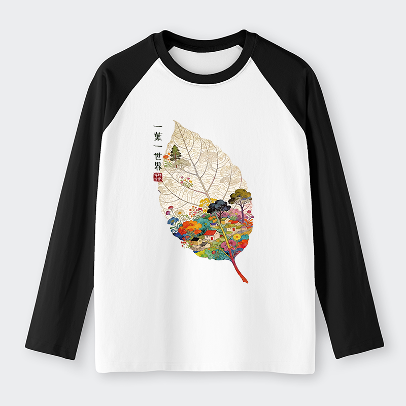 Tokyo-Tiger One Leaf Holds A Tiny Colorful World Raglan Long Sleeve T-shirt