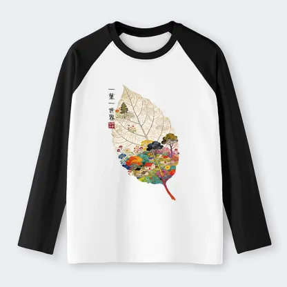 Tokyo-Tiger One Leaf Holds A Tiny Colorful World Raglan Long Sleeve T-shirt