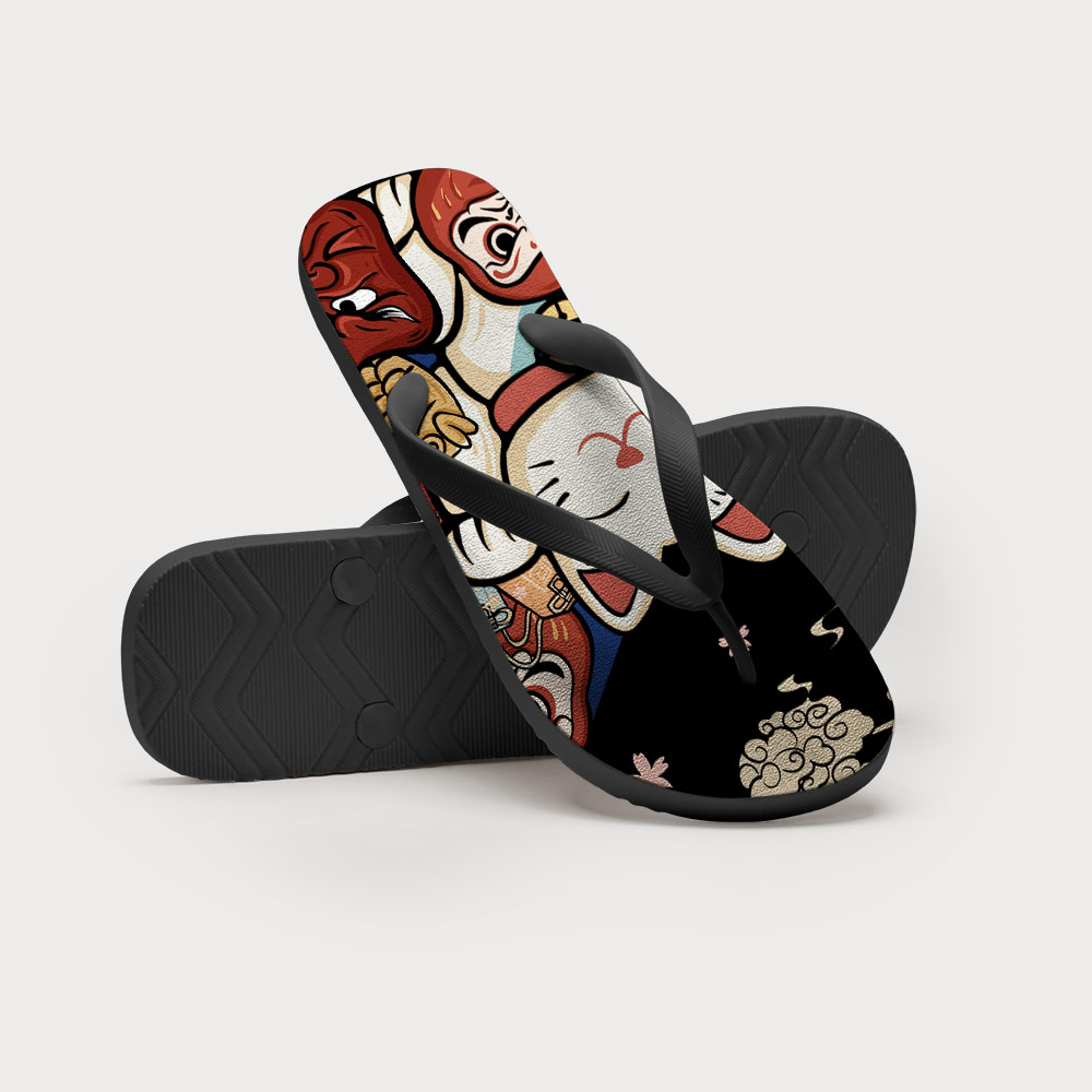 Tokyo-Tiger Traditional Japanese Elements Flip Flops