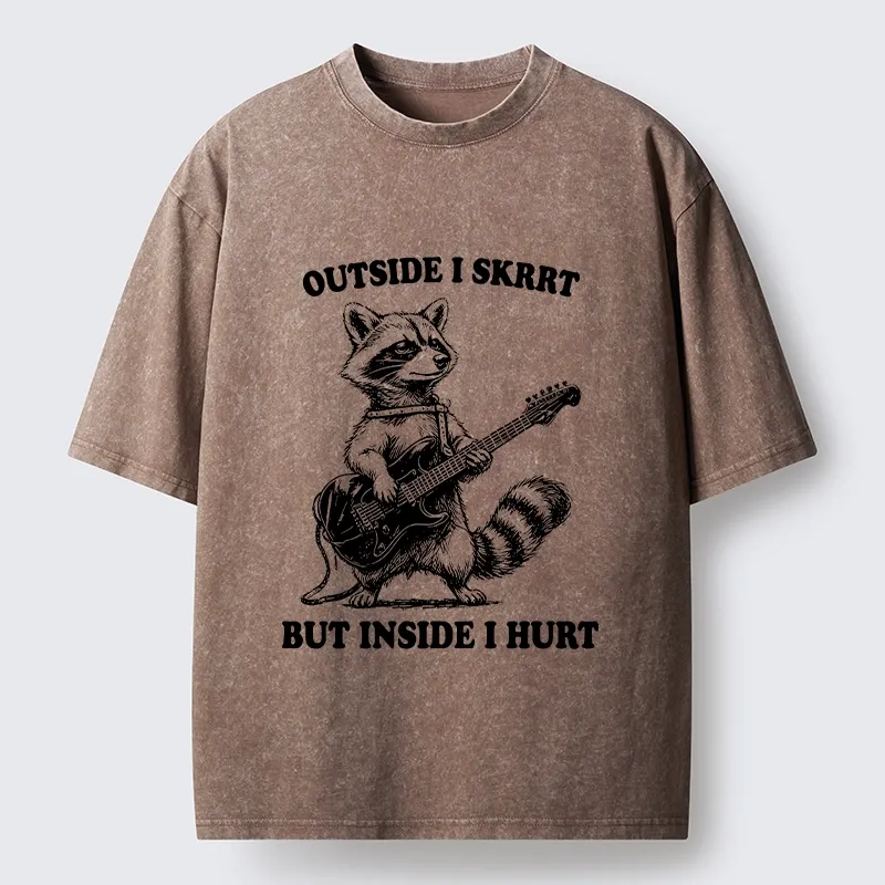 Tokyo‑Tiger Funny Rock Raccoon Washed T‑Shirt