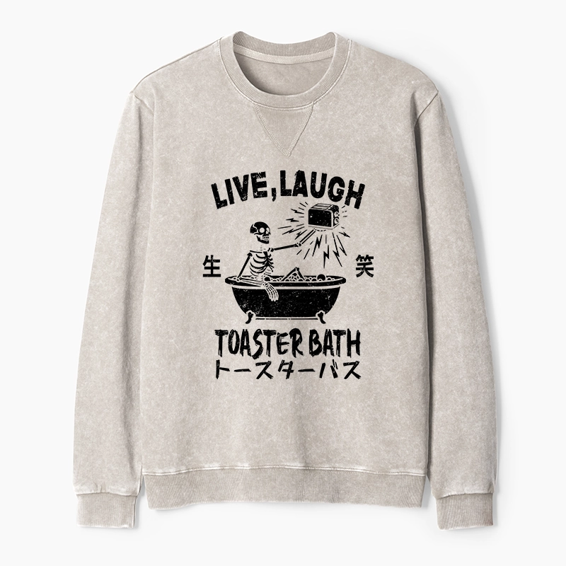 Tokyo-Tiger Funny Electric Shock Skeleton Washed Terry Sweatshirt