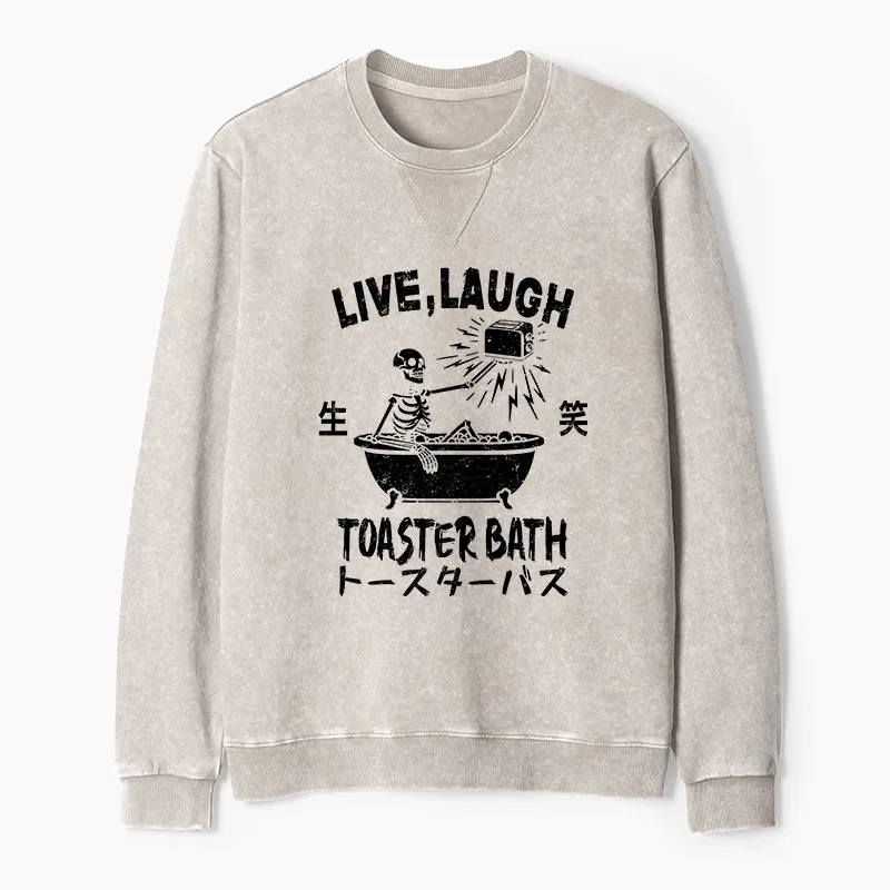 Tokyo-Tiger Funny Electric Shock Skeleton Washed Terry Sweatshirt