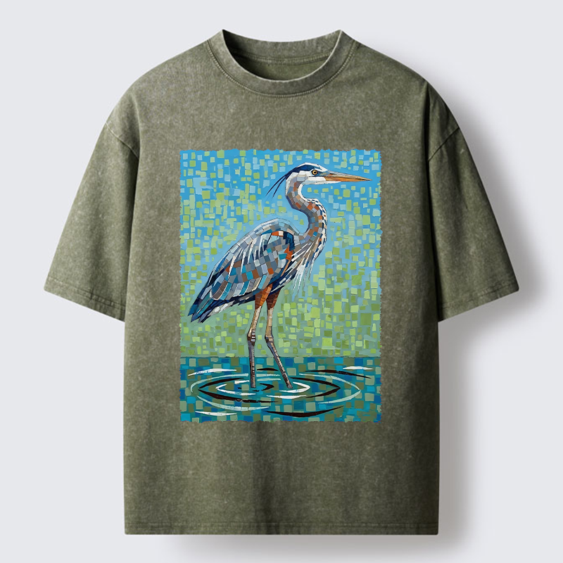 Tokyo-Tiger Color Block Heron Washed T-Shirt
