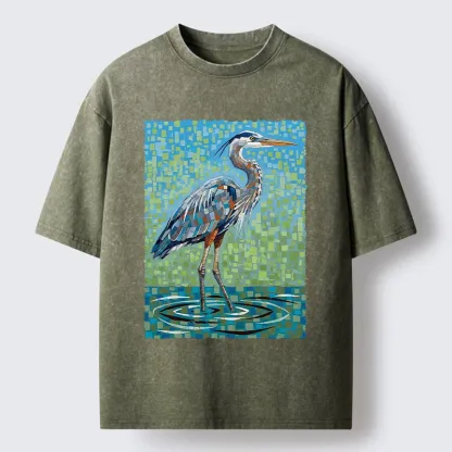 Tokyo-Tiger Color Block Heron Washed T-Shirt