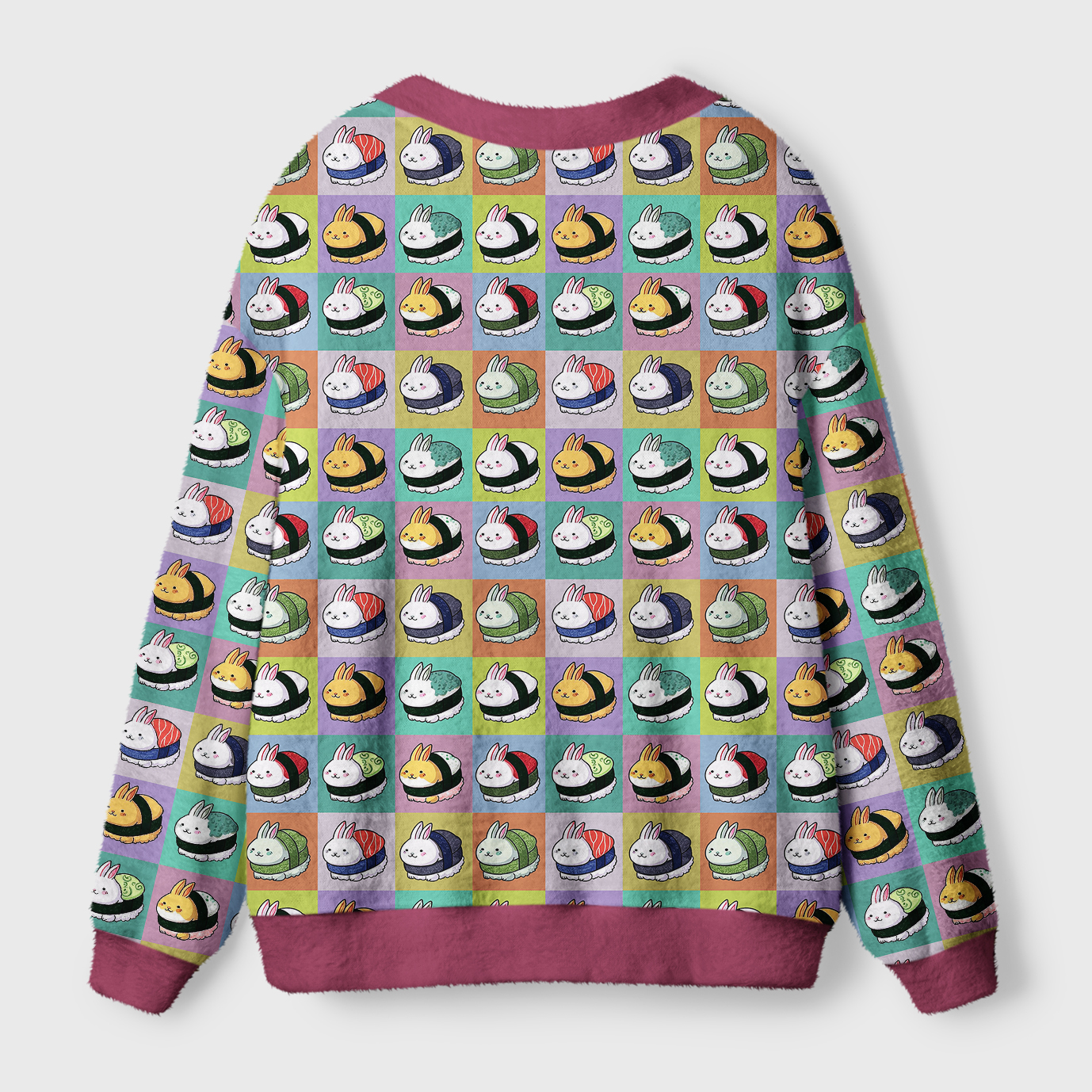 Tokyo-Tiger Cute Bunny Sushi Ugly Cardigan Sweater