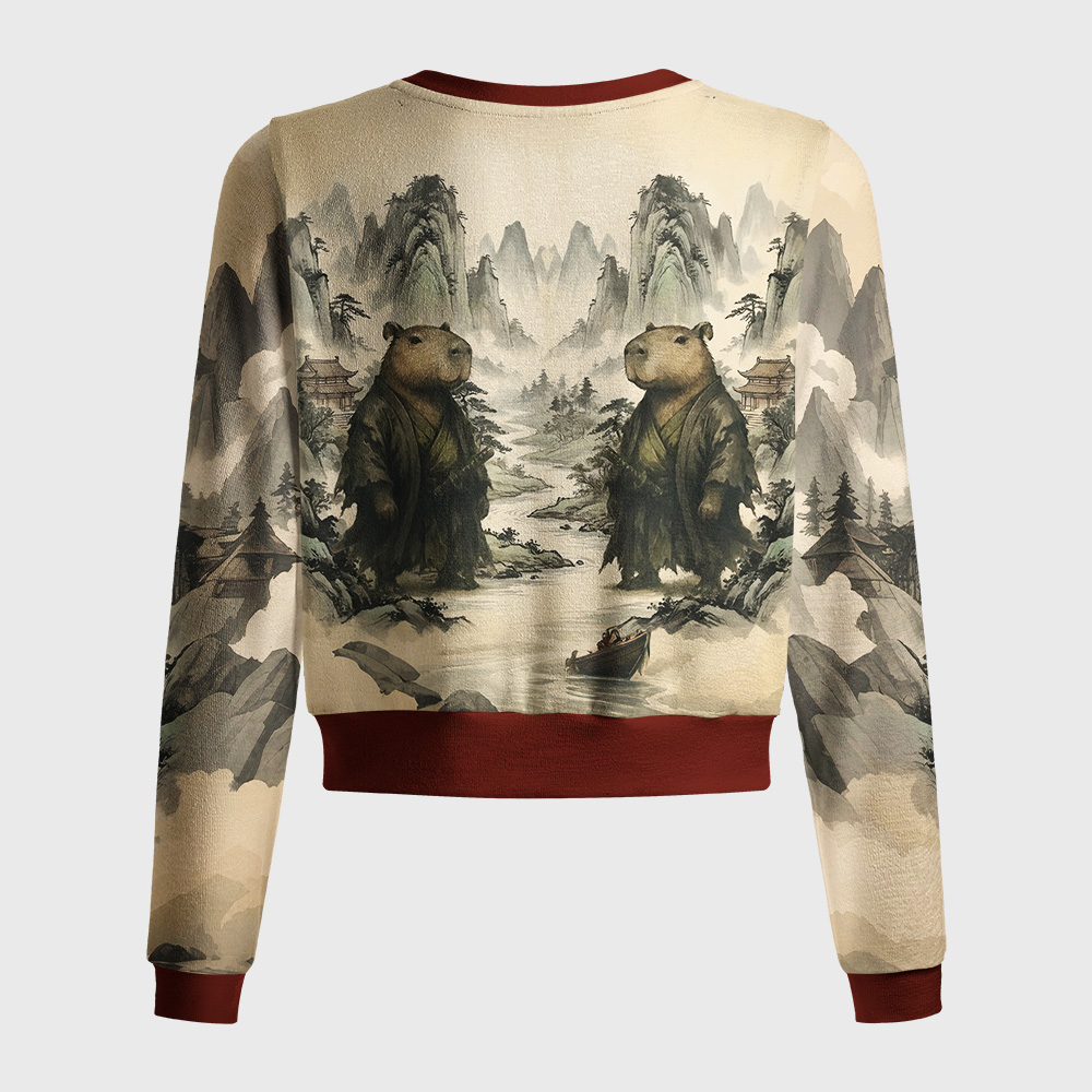 Tokyo-Tiger Capybara Samurai Ugly Women's Lightweight Cardigan