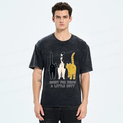 Tokyo-Tiger Cat's Butt Funny Washed T-Shirt