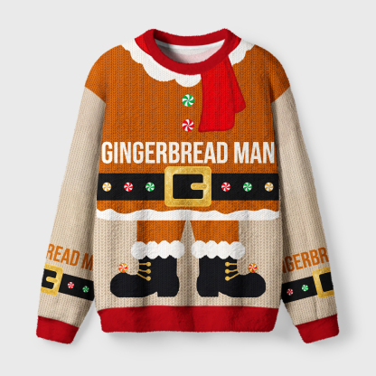 Tokyo-Tiger Gingerbread Man Is Here Fuzzy Christmas Ugly Sweatshirt