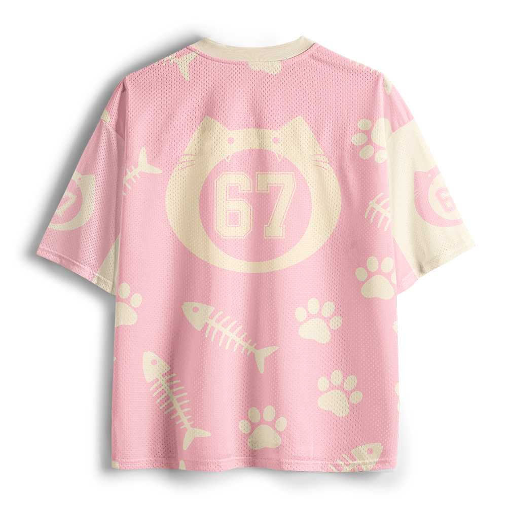 Tokyo-Tiger Cute Pink Cats Mesh Jersey