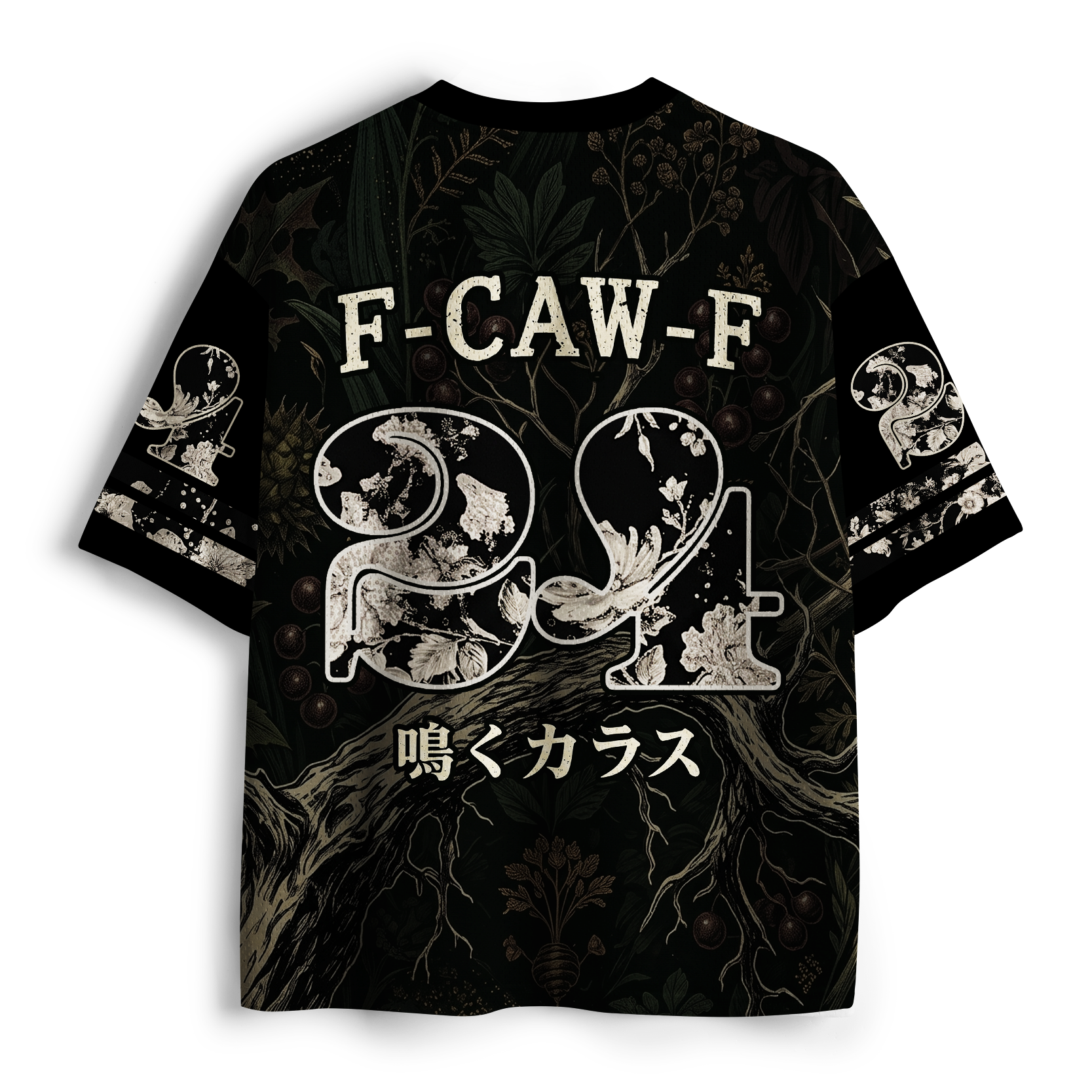 Tokyo-Tiger Vintage Woodcut Raven Dark Forest Mesh Jersey