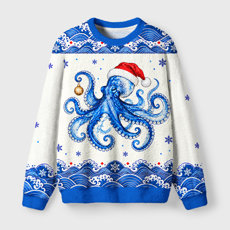Tokyo-Tiger Christmas Octopus Christmas Ugly Sweatshirt