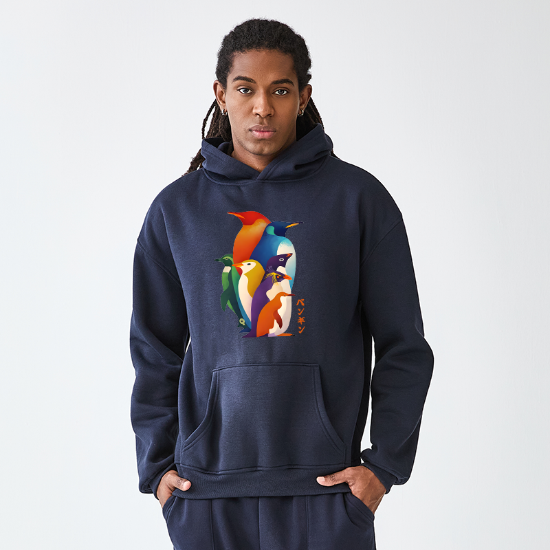 Tokyo-Tiger Cute Multi Tone Penguins Adult Fleece Hoodie