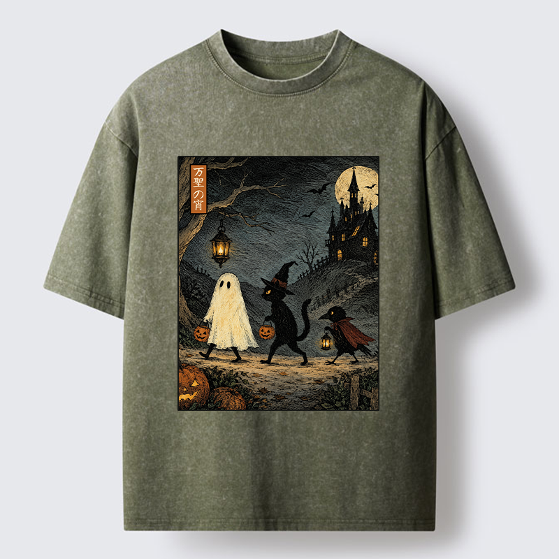 Tokyo-Tiger Vintage Halloween Crew Washed T-Shirt