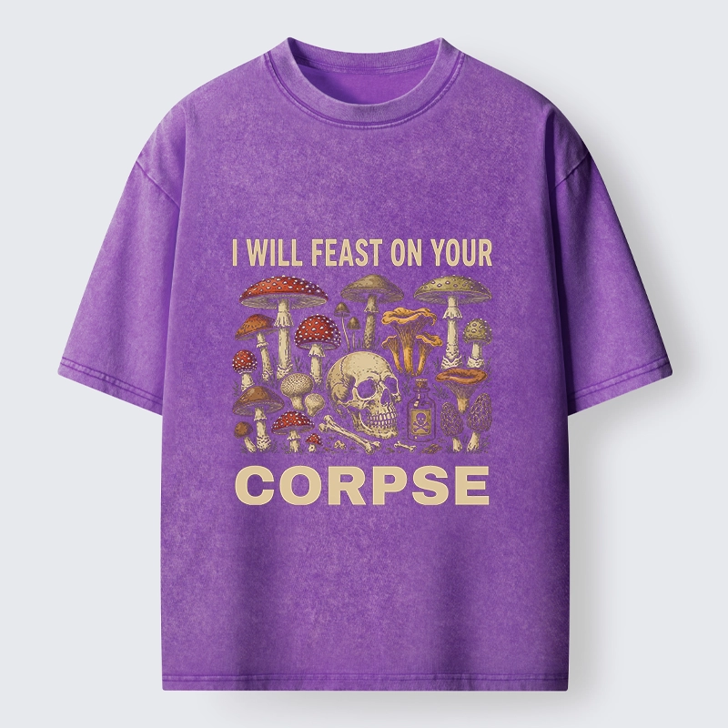 Tokyo‑Tiger Funny Mushroom Skull Washed T‑Shirt