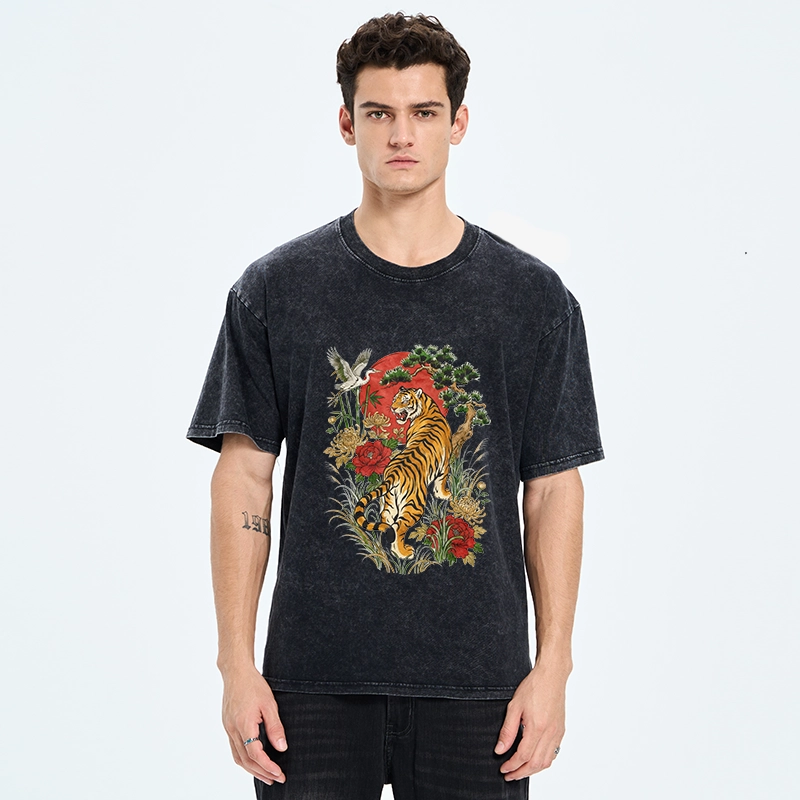 Tokyo-Tiger Majestic Tiger Under The Red Sun Washed T-Shirt