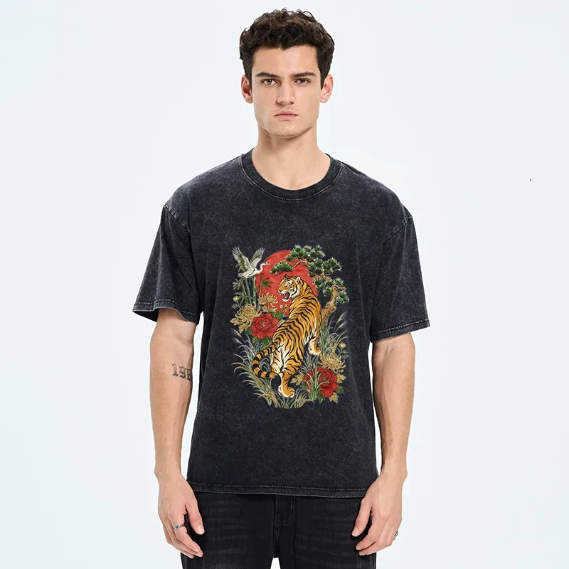 Tokyo-Tiger Majestic Tiger Under The Red Sun Washed T-Shirt