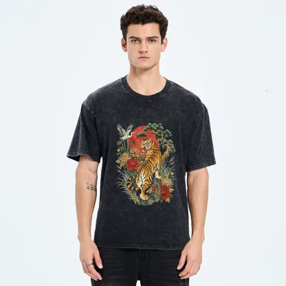 Tokyo-Tiger Majestic Tiger Under The Red Sun Washed T-Shirt