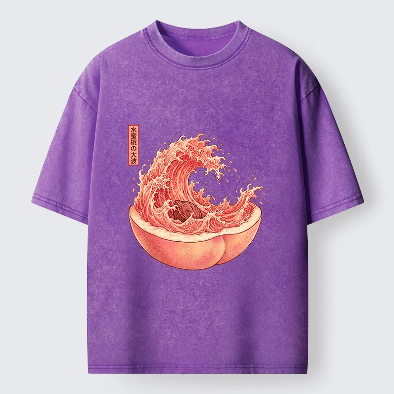 Tokyo-Tiger Vintage Peach Wave Washed T-Shirt
