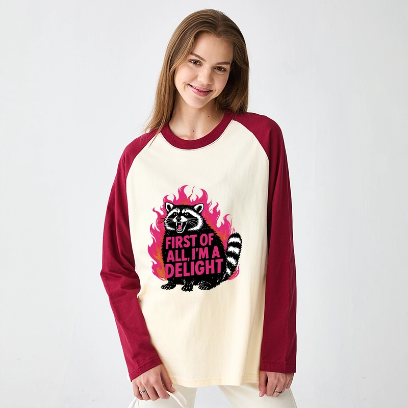 Tokyo-Tiger Angry Raccoon Funny Raglan Long Sleeve T-shirt