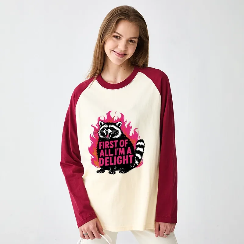 Tokyo-Tiger Angry Raccoon Funny Raglan Long Sleeve T-shirt