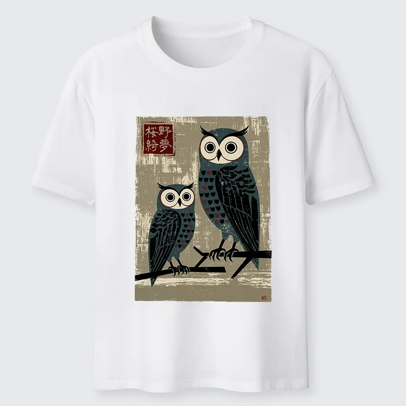 Tokyo-Tiger Japanese Style Retro Owls Classic T-Shirt