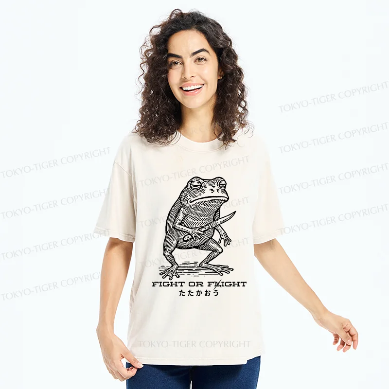 Tokyo-Tiger Fighting Frog Washed T-Shirt