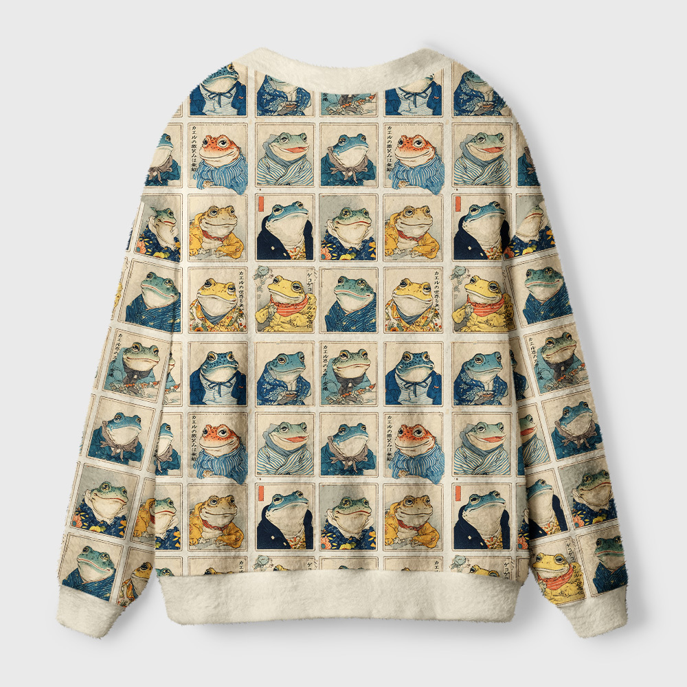 Tokyo-Tiger Many Frogs Are Watching You Ugly Cardigan Sweater