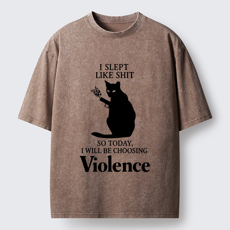 Tokyo-Tiger Mad Cat Mood Washed T-Shirt